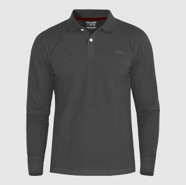 Charcoal Long Sleeves Polo| Full Sleeves Polo Shirts For Men