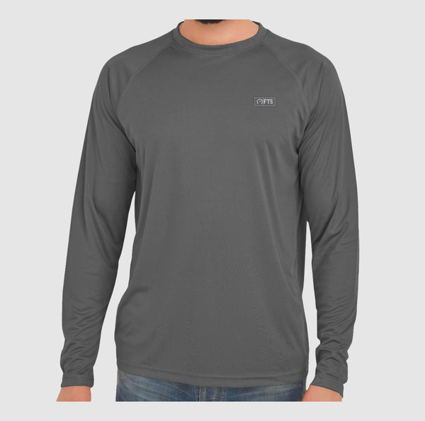 Dark Grey Full Sleeves Performance T-Shirts | Breathable 100% Polyester Round Neck Shirt