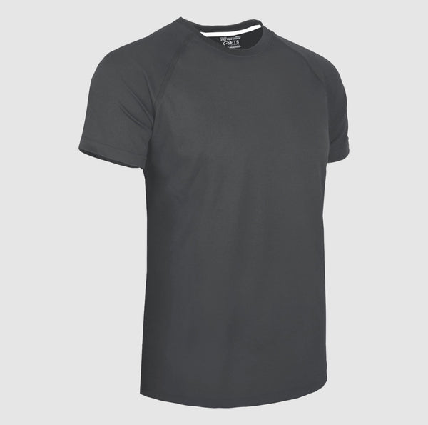 Dark Grey Performance T-Shirts | Breathable 100% Polyester Round Neck Short Sleeve Shirt