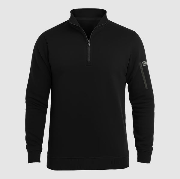 Fleece Sweatshirts Black Arm Pocket Zipper Collar Jumpers