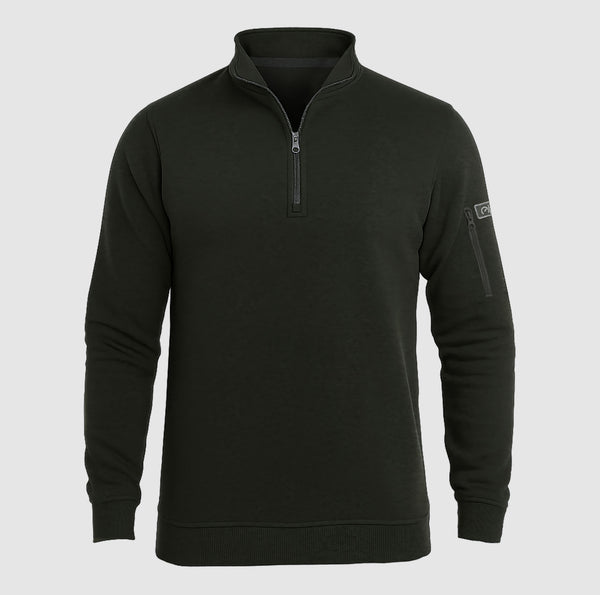 Fleece Sweatshirts Charcoal Arm Pocket Zipper Collar Jumpers