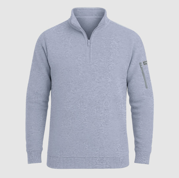 Fleece Sweatshirts Grey Arm Pocket Zipper Collar Jumpers