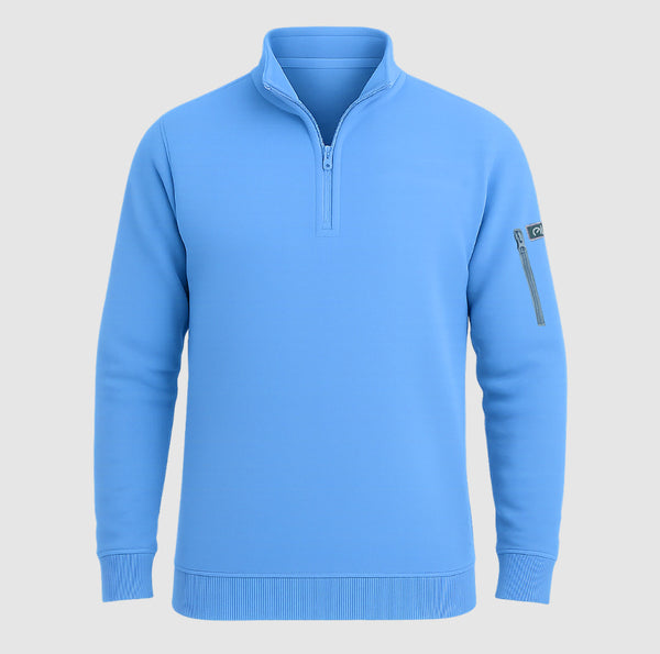 Fleece Sweatshirts Lite Blue Arm Pocket Zipper Collar Jumpers
