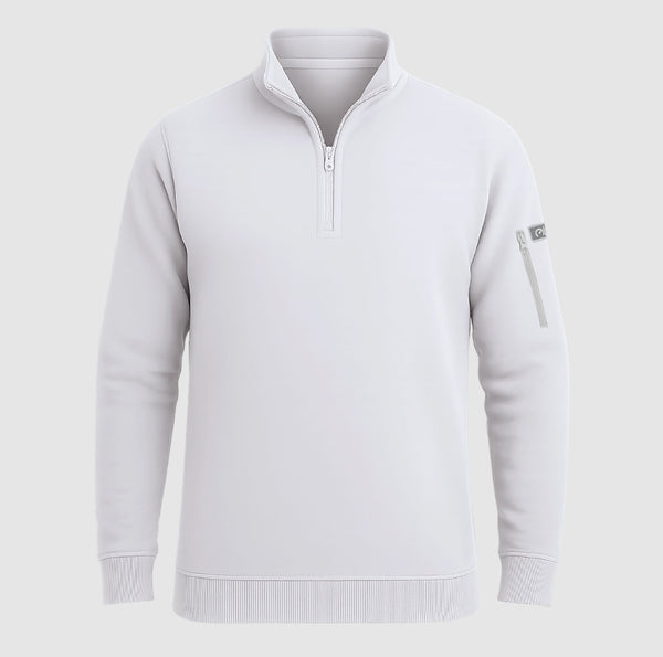 Fleece Sweatshirts Off White Arm Pocket Zipper Collar Jumpers