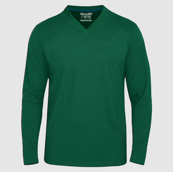 Full Sleeves T-Shirts | Forest Green V Neck Full Sleeves Shirt