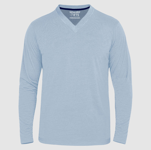 Full Sleeves T-Shirts | Aqua V Neck Full Sleeves Shirt