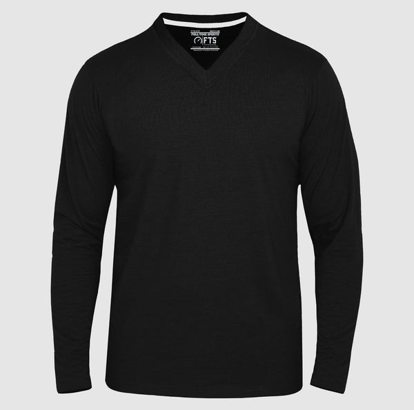 Full Sleeves T-Shirts | Black V Neck Full Sleeves Shirt