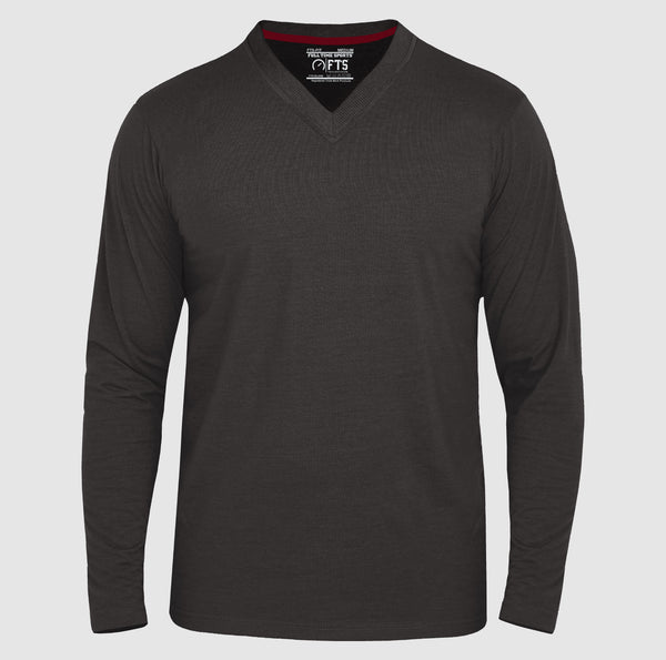 Full Sleeves T-Shirts | Charcoal V Neck Full Sleeves Shirt