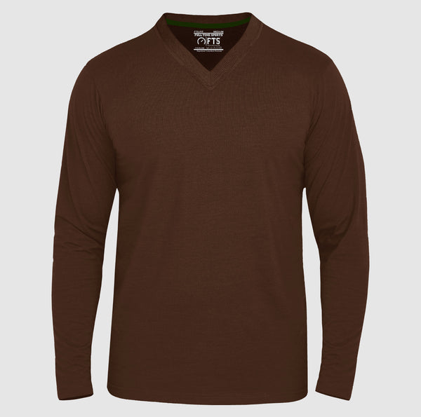 Full Sleeves T-Shirts | Chocolate V Neck Full Sleeves Shirt