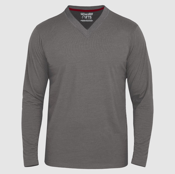 Full Sleeves T-Shirts | Dark Grey V Neck Full Sleeves Shirt