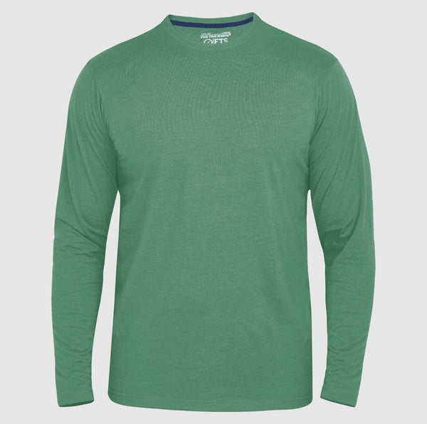 Full Sleeves T-Shirts | Green Melange Round Neck Full Sleeves Shirt