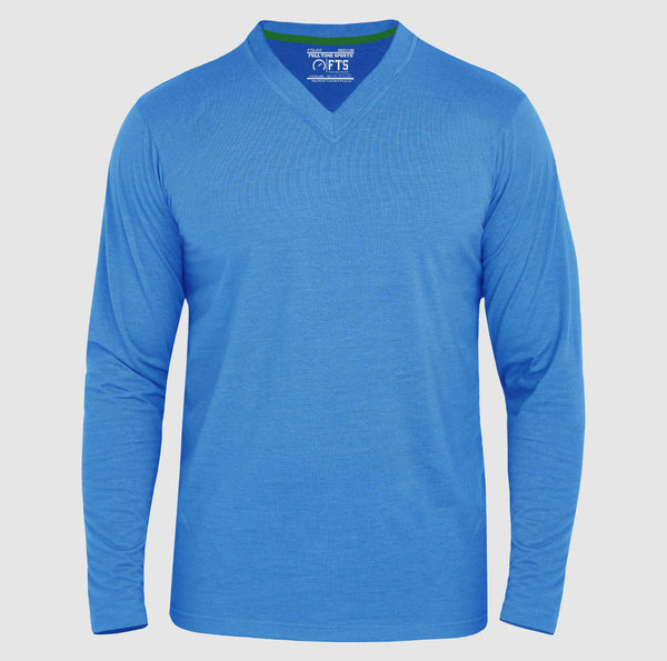 Full Sleeves T-Shirts | Lite Blue V Neck Full Sleeves Shirt