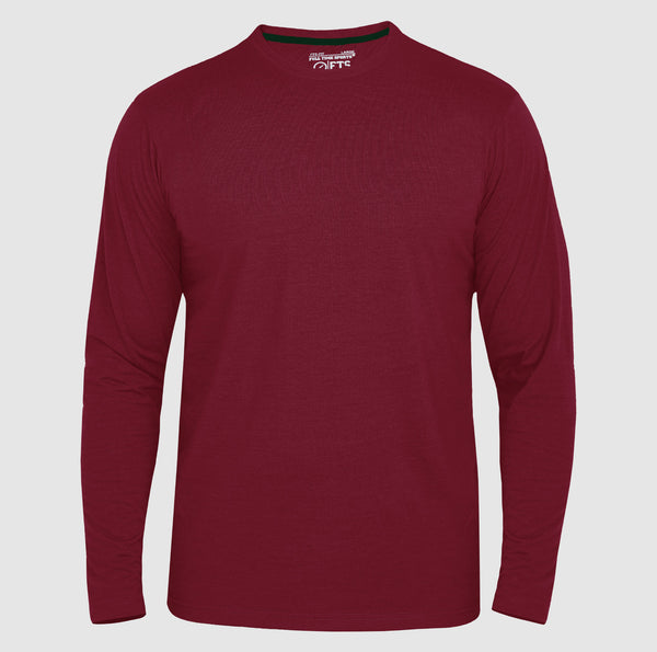 Full Sleeves T-Shirts | Maroon Round Neck Full Sleeves Shirt