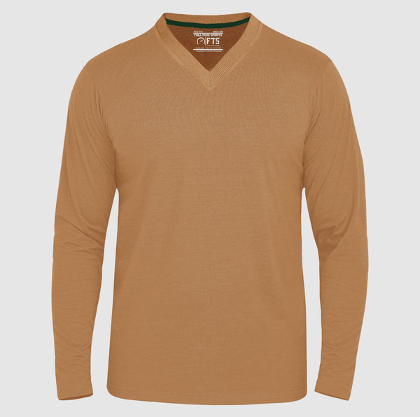Full Sleeves T-Shirts | Mustard V Neck Full Sleeves Shirt