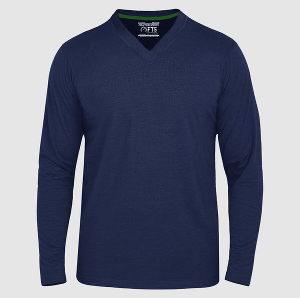 Full Sleeves T-Shirts | Navy Blue V Neck Full Sleeves Shirt