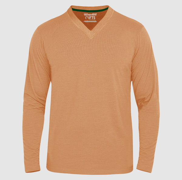Full Sleeves T-Shirts | Tan V Neck Full Sleeves Shirt