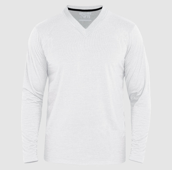 Full Sleeves T-Shirts | White V Neck Full Sleeves Shirt