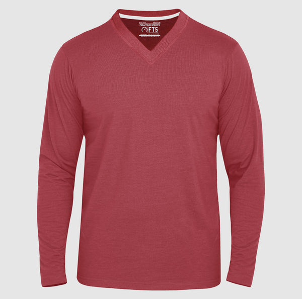 Full Sleeves T-Shirts | Wine V Neck Full Sleeves Shirt