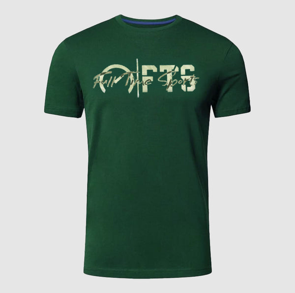 Green FTS Printed T Shirt | Full Time Sports Round Neck Print T Shirt
