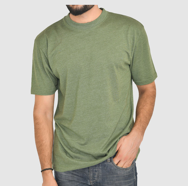 Green Melange Long and tall T Shirts - Round Neck Short Sleeves Big Casual wear Shirt 5XL Sizes