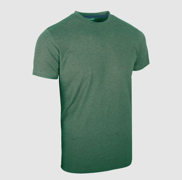 Green Melange Short Sleeves T-Shirts|Plain Round Neck Shirt