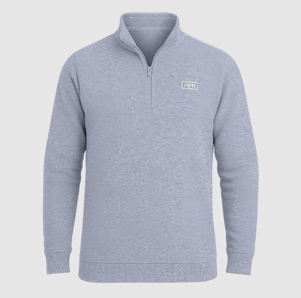 Grey Fleece Sweatshirts | Zipper Collar Jumpers Chest Pocket