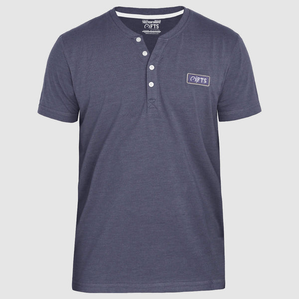 HENLEY T-Shirts | Navy Melange Short Sleeves Henley Shirt