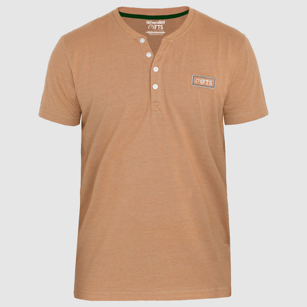 HENLEY T-Shirts | Tan Short Sleeves Henley Shirt