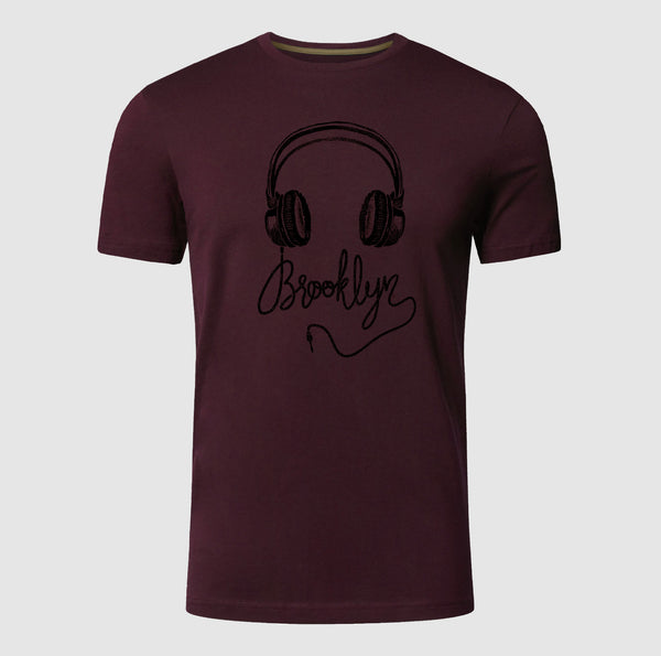 Premium Printed T-shirt | Headphone Wine 100% Cotton Print T Shirt Short Sleeves