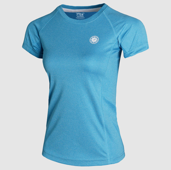 Ladies Short Sleeve Shirts in Bright Blue Color - Women's Short-Sleeved T-Shirt Made of 100% Polyester