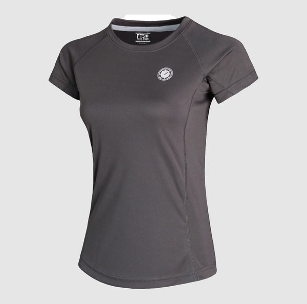 Ladies Short Sleeve Shirts in Dark Grey Color - Women's Short-Sleeved T-Shirt Made of 100% Polyester