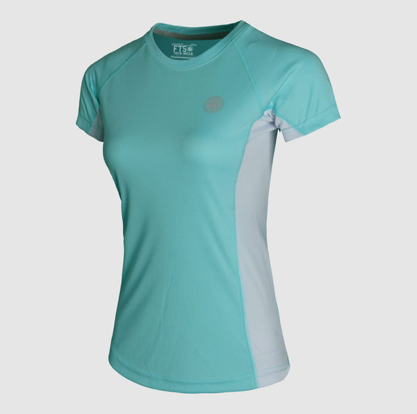Ladies T-Shirts in Mint Green With Side Pannel - Women's Short-Sleeved T-Shirt Made of 100% Polyester
