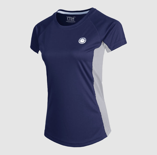 Ladies T-Shirts in Navy With Side Pannel - Women's Short-Sleeved T-Shirt Made of 100% Polyester