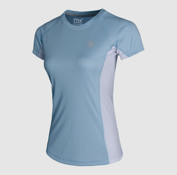 Ladies T-Shirts in Pale Blue With Side Pannel - Women's Short-Sleeved T-Shirt Made of 100% Polyester
