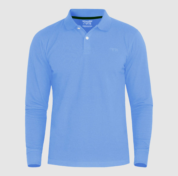 Lite Blue Long Sleeves Polo| Full Sleeves Polo Shirts For Men