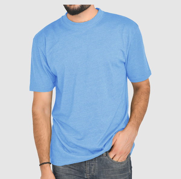 Lite Blue Long and tall T Shirts - Round Neck Short Sleeves Big Casual wear Shirt 5XL Sizes