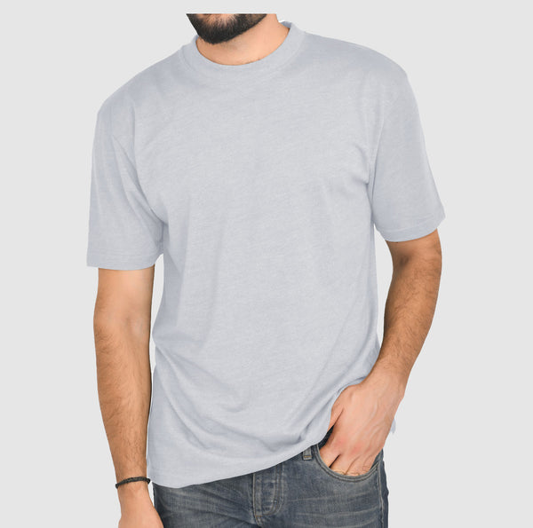 Lite Grey Long and tall T Shirts - Round Neck Short Sleeves Big Casual wear Shirt 5XL Sizes
