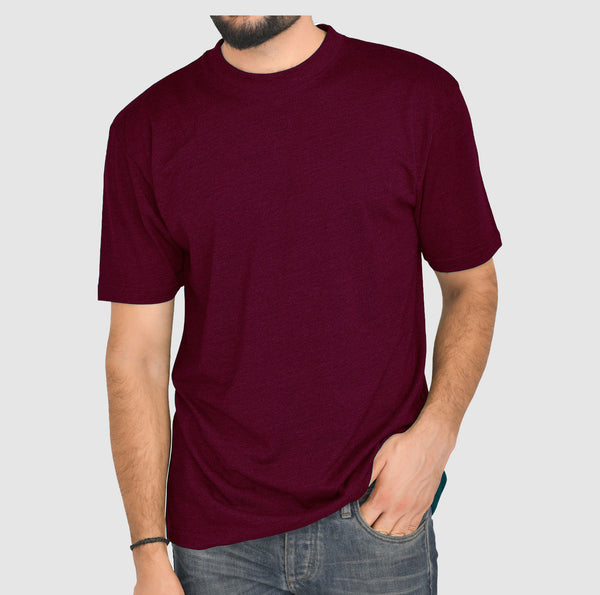 Maroon Long and tall T Shirts - Round Neck Short Sleeves Big Casual wear Shirt 5XL Sizes