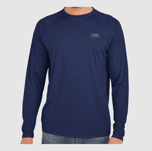 Navy Blue Full Sleeves Performance T-Shirts | Breathable 100% Polyester Round Neck Shirt