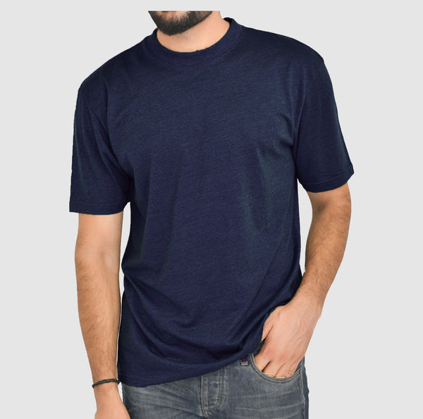 Navy Melange Long and tall T Shirts - Round Neck Short Sleeves Big Casual wear Shirt 5XL Sizes