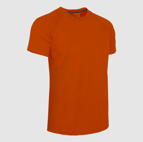 Orange Performance T-Shirts | Breathable 100% Polyester Round Neck Short Sleeve Shirt