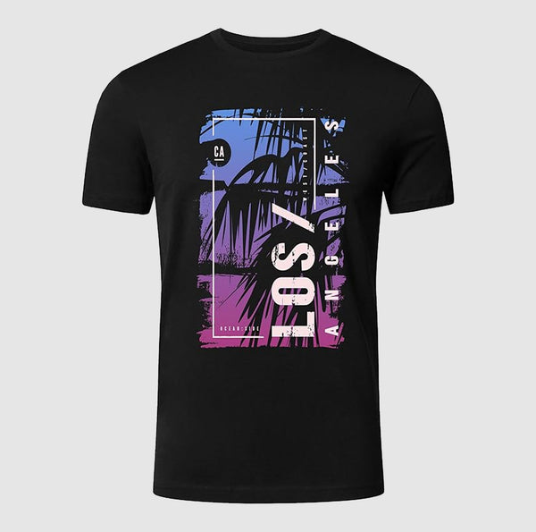 Ultra Soft Premium  Printed T-Shirt | Los Angeles – Black | 100% Combed Cotton
