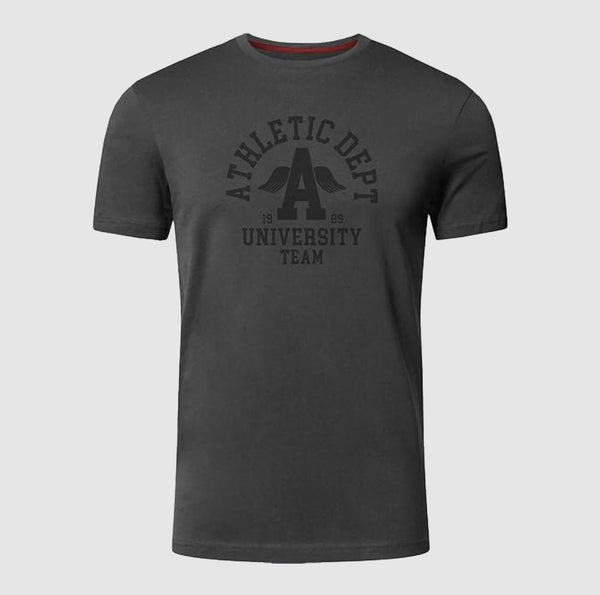 Premium Printed T-shirt | Athletic Charcoal 100% Cotton Print T Shirt Short Sleeves