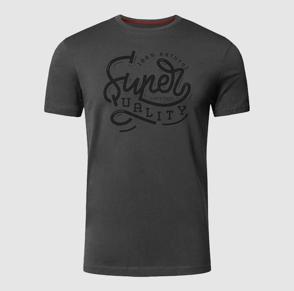 Premium Printed T-shirt | Super Quality Charcoal 100% Cotton Print T Shirt Short Sleeves