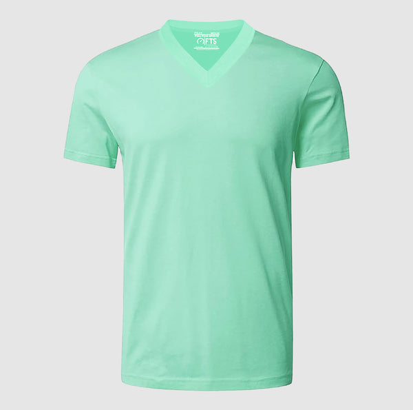 Premium Quality V Neck Mint Green T Shirt | V-Neck Short Sleeve T-Shirts