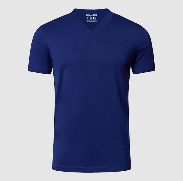 Blue t-shirt on a light gray background