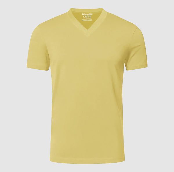 Premium Quality V Neck Pastel Yellow T Shirt | V-Neck Short Sleeve T-Shirts