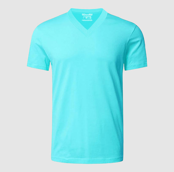 Premium Quality V Neck Turquoise T Shirt | V-Neck Short Sleeve T-Shirts
