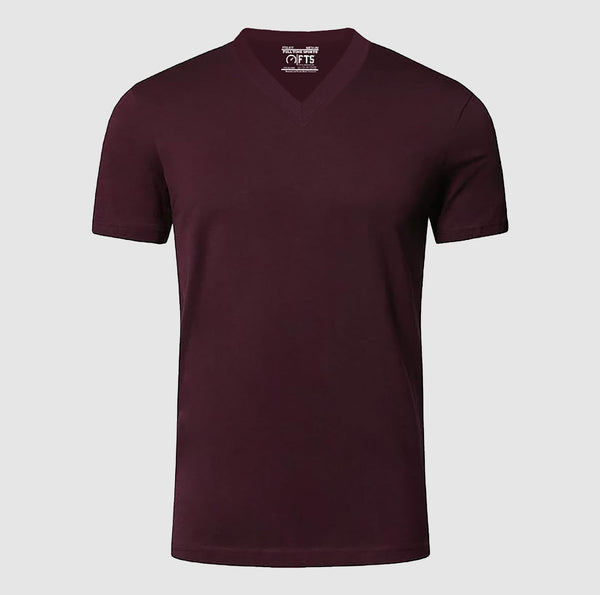 Premium Quality V Neck Wine Red T Shirt | V-Neck Short Sleeve T-Shirts