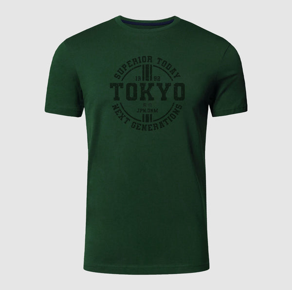 Premium Printed T-shirt | TOKYO Green 100% Cotton Print T Shirt Short Sleeves